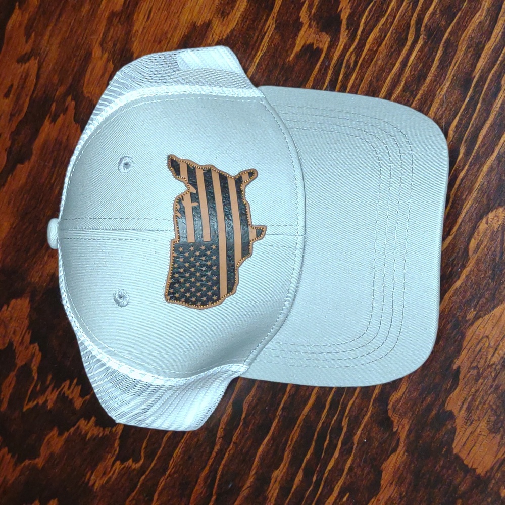 America hat with leather American flag